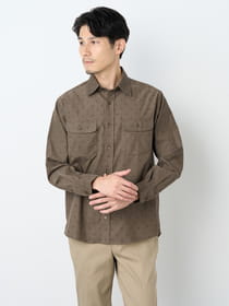 【早割30%OFF対象】コーデュロイプリント長袖シャツ