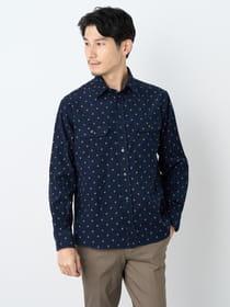 【早割30%OFF対象】コーデュロイプリント長袖シャツ
