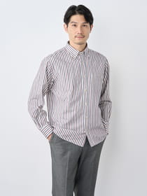 ぬくもりオルタネートストライプ長シャツ