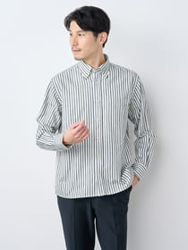 ぬくもりオルタネートストライプ長シャツ