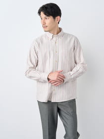 ぬくもりマルチストライプ長袖シャツ