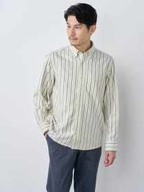 ぬくもりマルチストライプ長袖シャツ