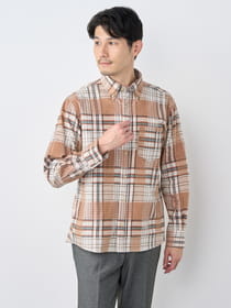 ぬくもりタータンチェック長袖シャツ