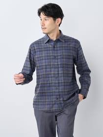 ぬくもりダークチェック長袖シャツ