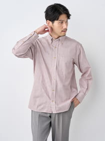 椿ウールオルタネートストライプ長袖シャツ