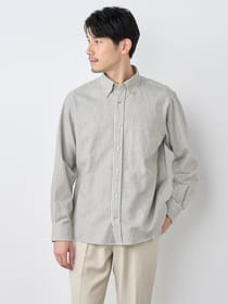 椿ウールオルタネートストライプ長袖シャツ