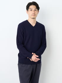 【早割30%OFF対象】Vネック千鳥ウォッシャブルニット