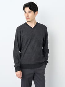 【早割30%OFF対象】Vネック千鳥ウォッシャブルニット