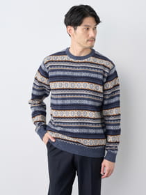 【ブラックフライデー/特別価格】フェアアイルクルーネックニット