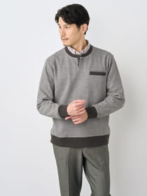 【ブラックフライデー/特別価格】異素材ヘンリーネックニット