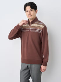【ブラックフライデー/特別価格】異素材フェアアイルハーフジップニット