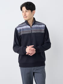 【ブラックフライデー/特別価格】異素材フェアアイルハーフジップニット
