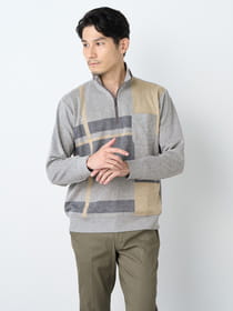 【早割30%OFF対象】パネルチェック長袖ハーフジップ