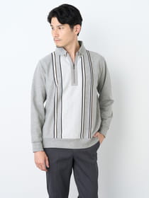 【早割30%OFF対象】タックストライプ長袖ハーフジップ