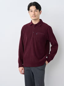 コットンライクピケ長袖ポロシャツ