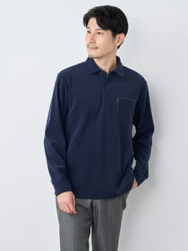 コットンライクピケ長袖ポロシャツ