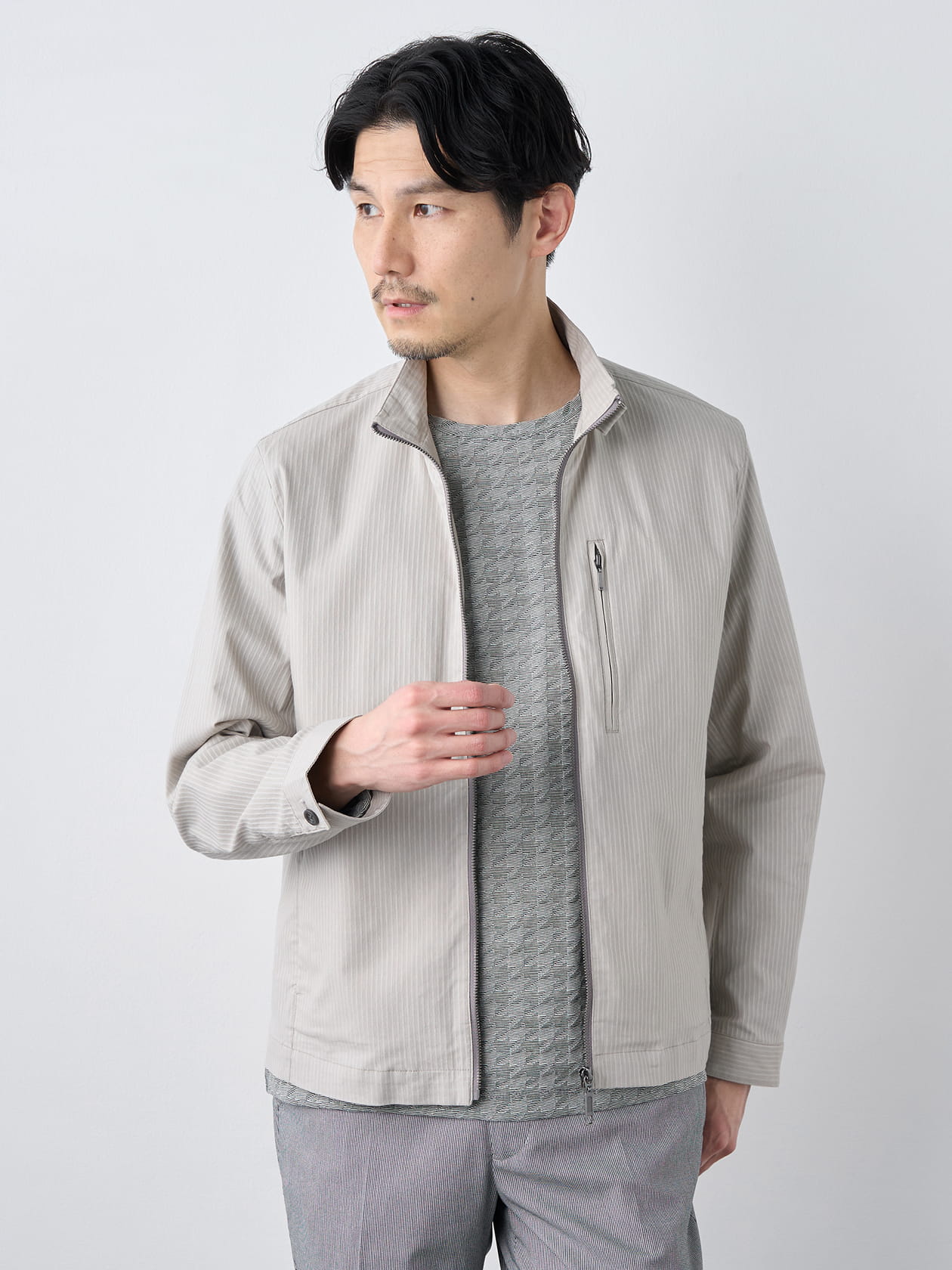 【早割30%OFF対象】サテンストライプ甘やかしブルゾン