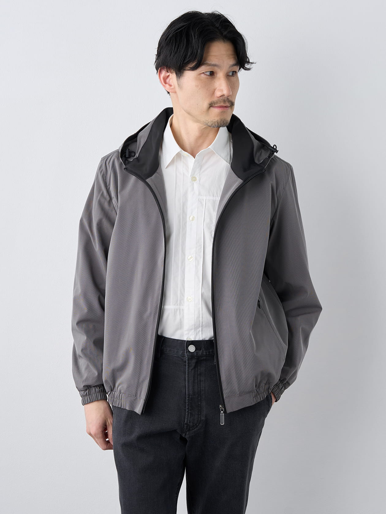 【早割30%OFF対象】ピケストレッチフードブルゾン