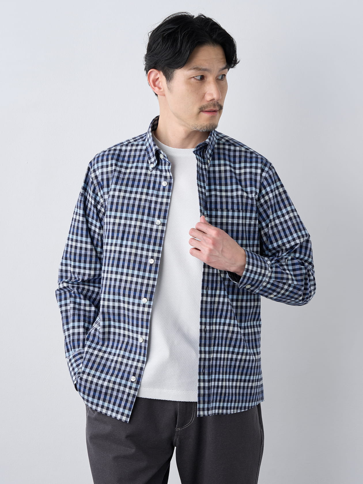 【早割30%OFF対象】播州生地マルチギンガム長袖シャツ