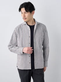 【早割30%OFF対象】播州生地ウェーブストライプ長袖シャツアウター