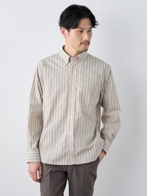 【早割30%OFF対象】播州生地ドビーストライプ長袖シャツ