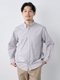 【早割30%OFF対象】播州生地ドビーストライプ長袖シャツ