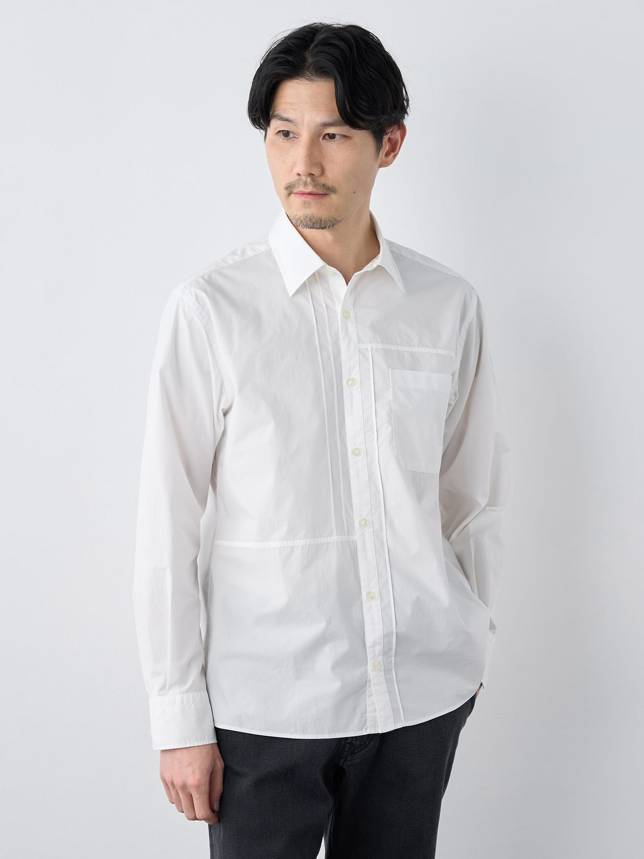 【早割30%OFF対象】ピンタックデザイン長袖シャツ