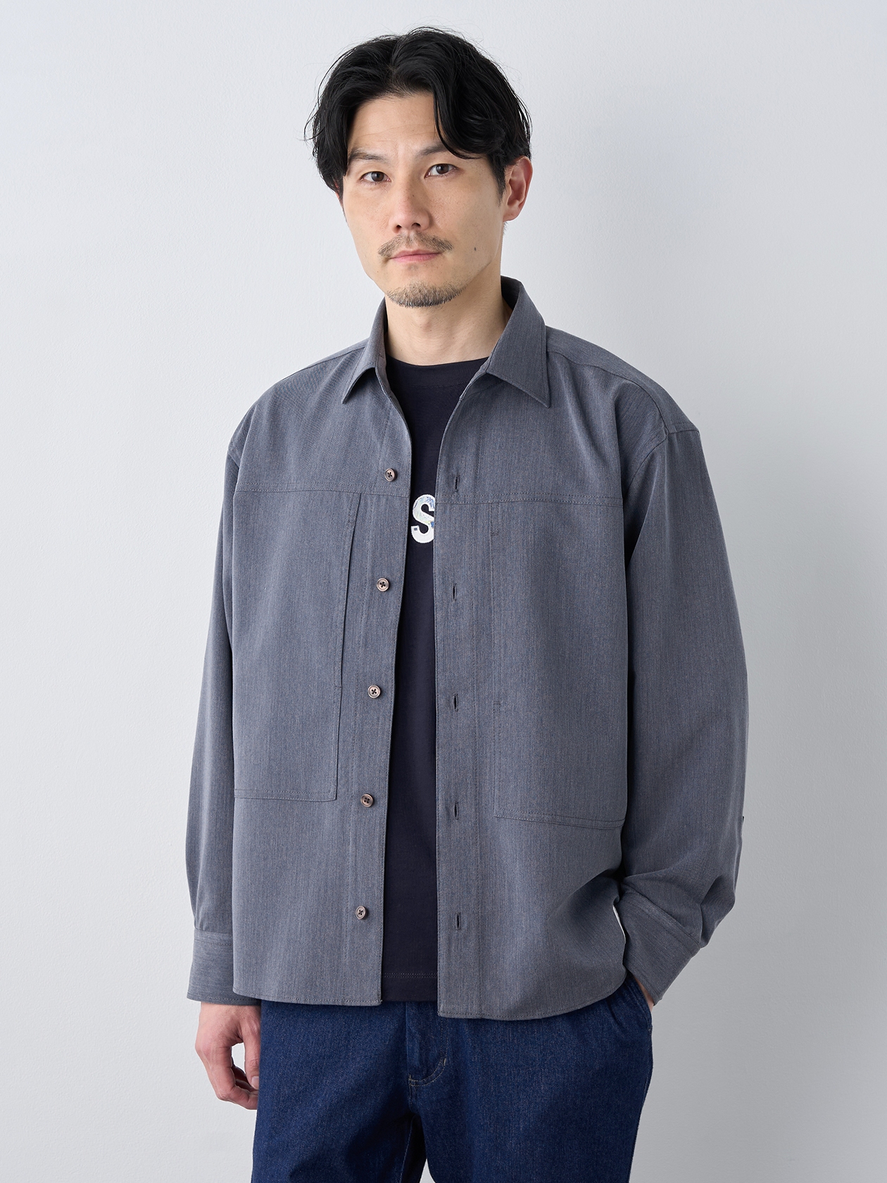 【早割30%OFF対象】リラックスフィットソフトデニム長袖シャツアウター