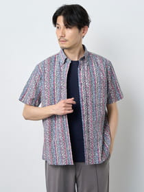 【早割30%OFF対象】リップルフラワープリント半袖シャツ