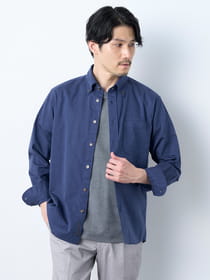 リネンブレンド夏長シャツ