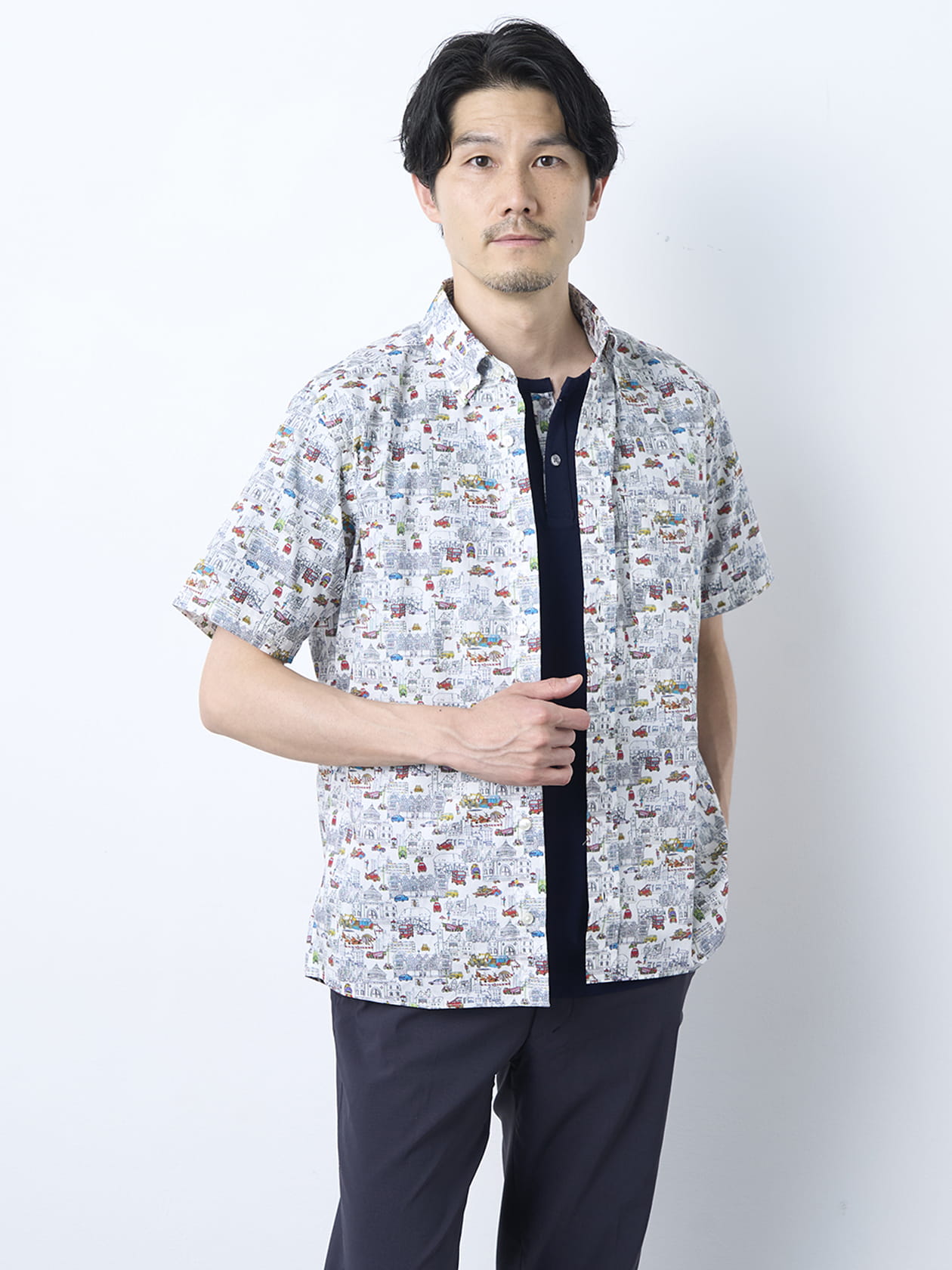 ロンドンシティプリント半袖シャツ/ MADE WITH LIBERTY FABRIC