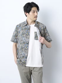 マッププリント半袖シャツ/ MADE WITH LIBERTY FABRIC