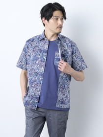 マッププリント半袖シャツ/ MADE WITH LIBERTY FABRIC