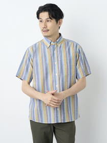 マルチストライプ半袖シャツ