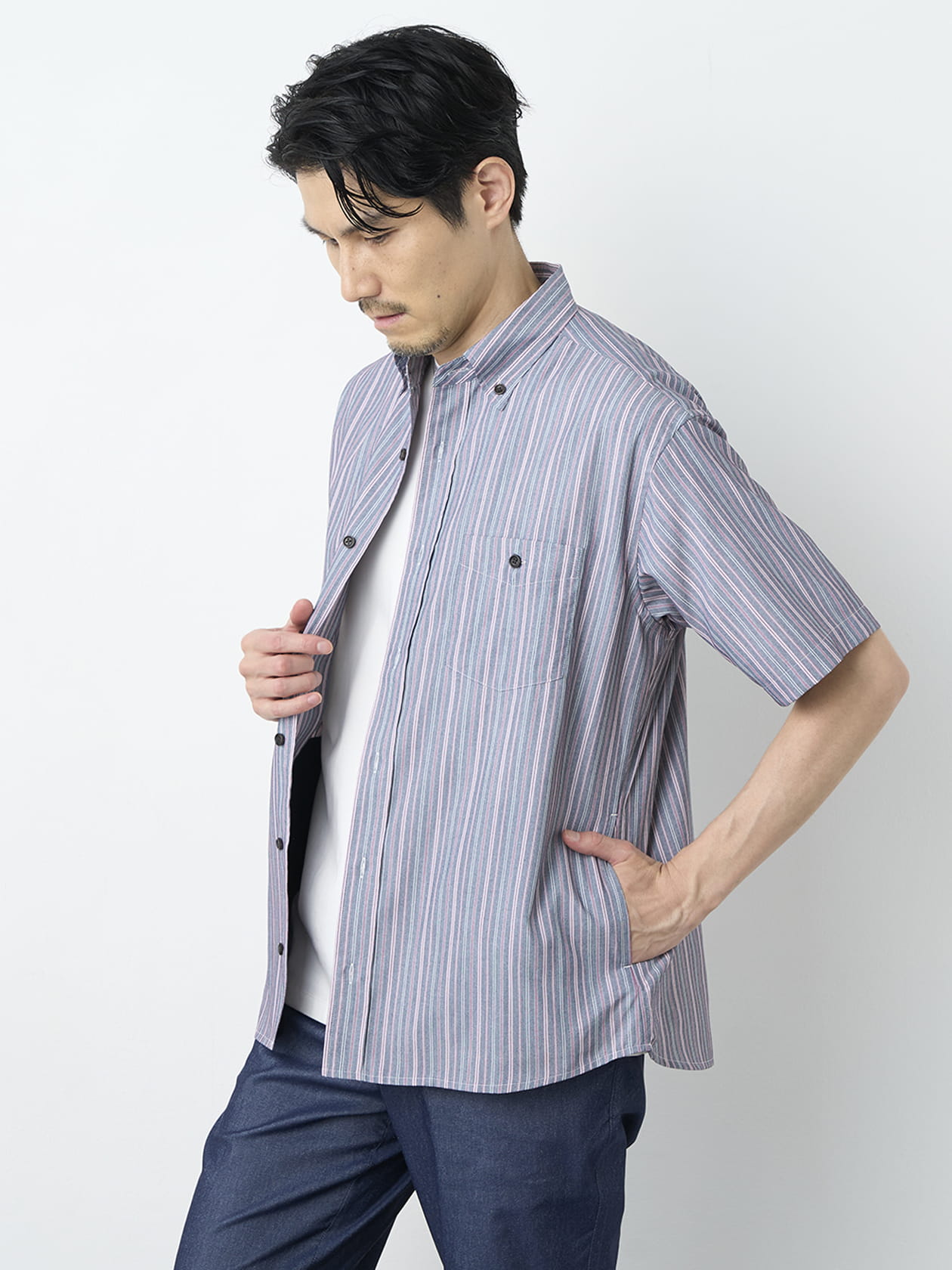 ＣＡＶＥ®ストライプ半袖シャツアウター