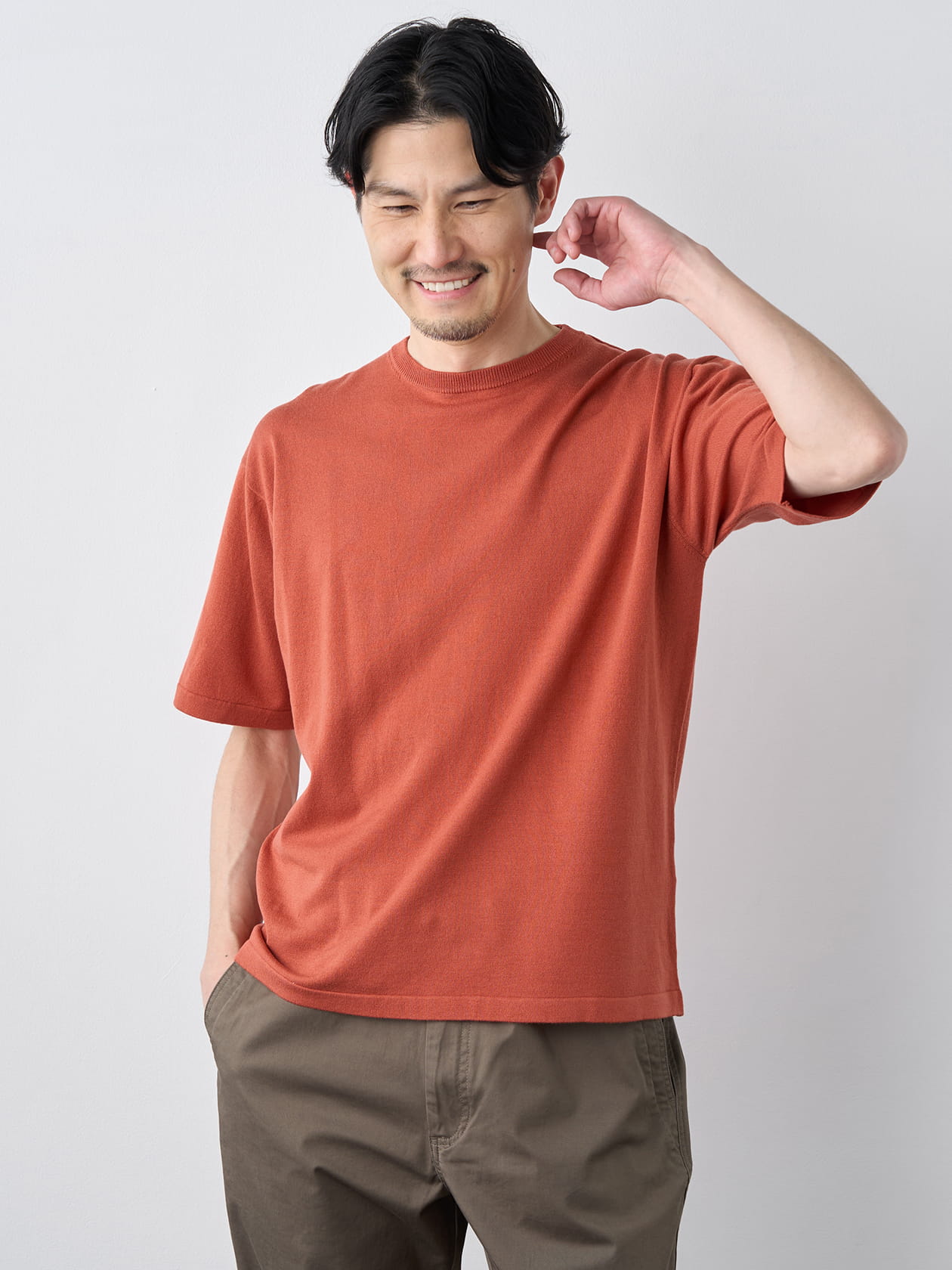 【早割30%OFF対象】リラックスフィットニット天竺クルーネック半袖Tシャツ