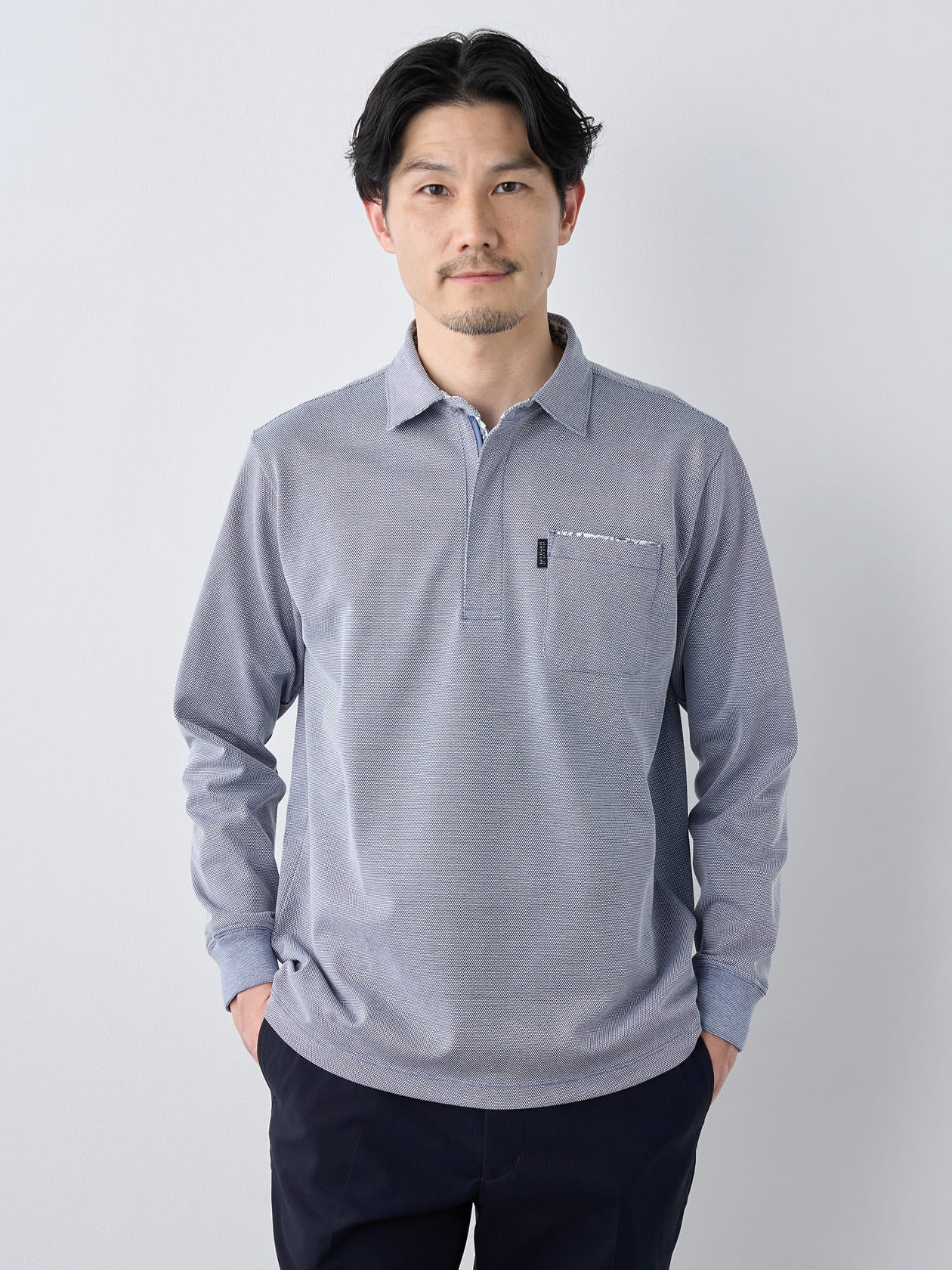 【早割30%OFF対象】60/2カノコ長袖ポロシャツ