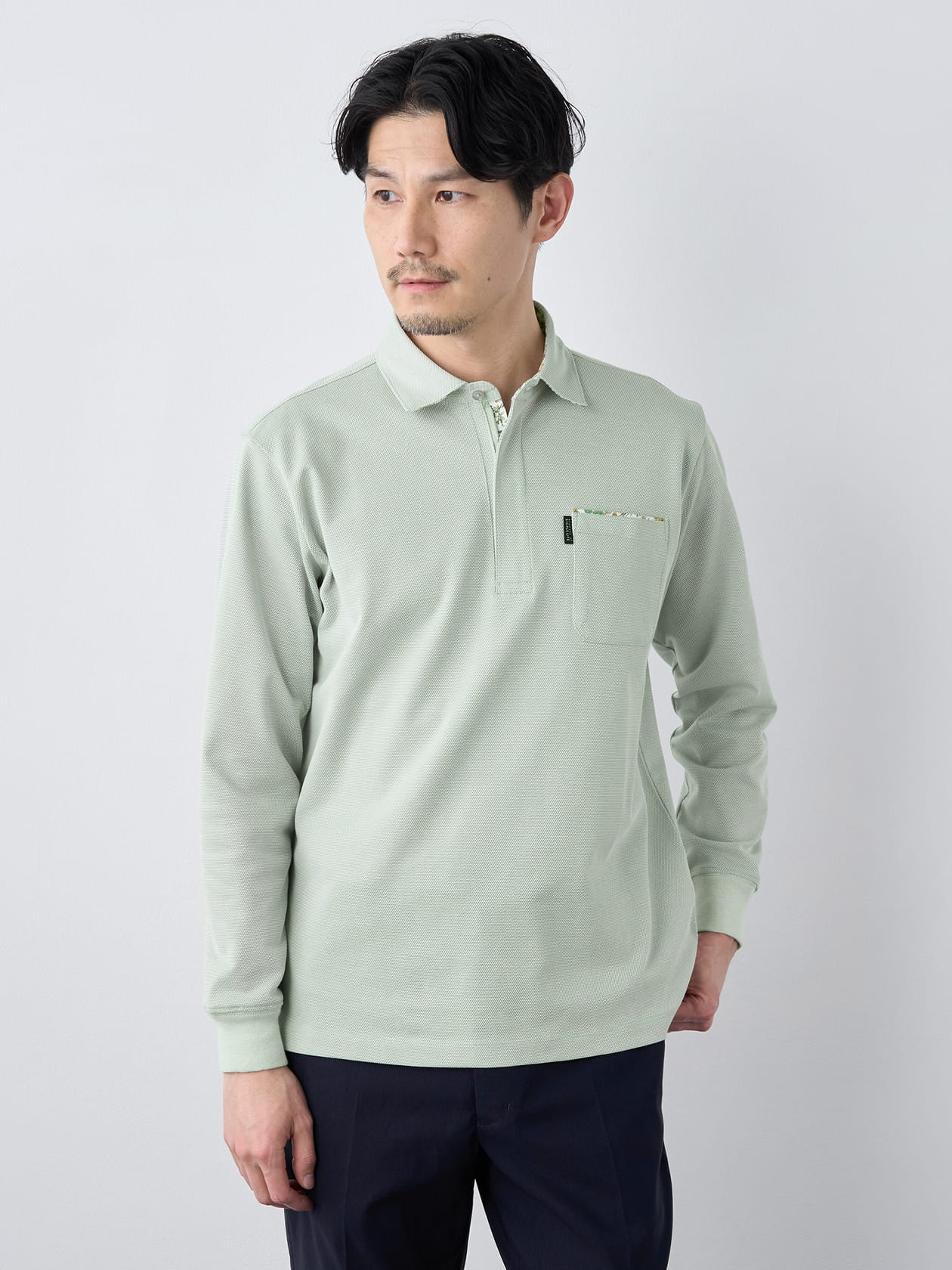 【早割30%OFF対象】60/2カノコ長袖ポロシャツ