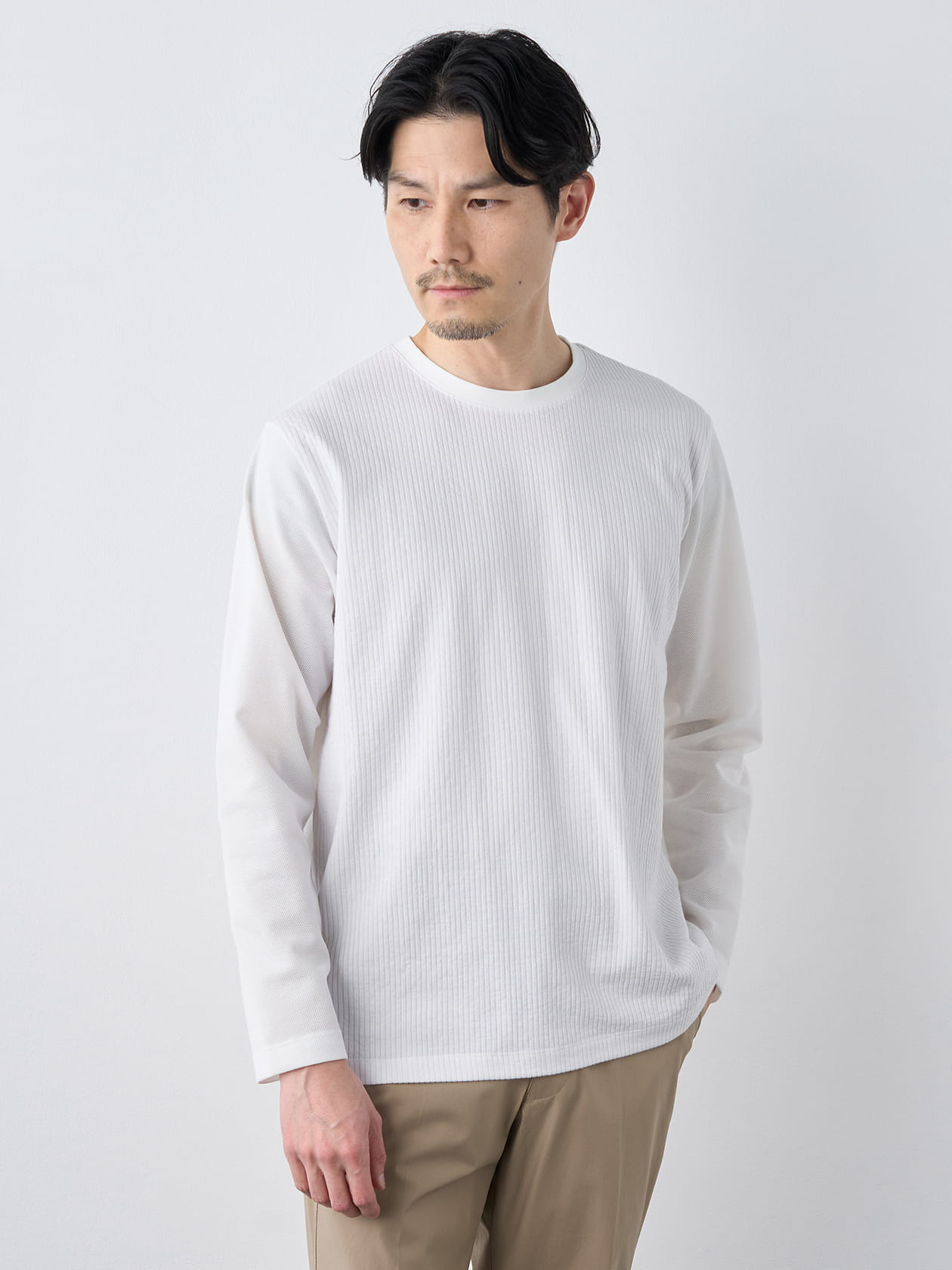 【早割30%OFF対象】サッカーストライプ切替長袖Tシャツ