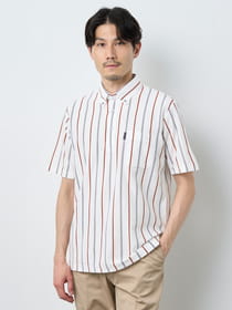 【早割30%OFF対象】カノコストライプ半袖ポロシャツ