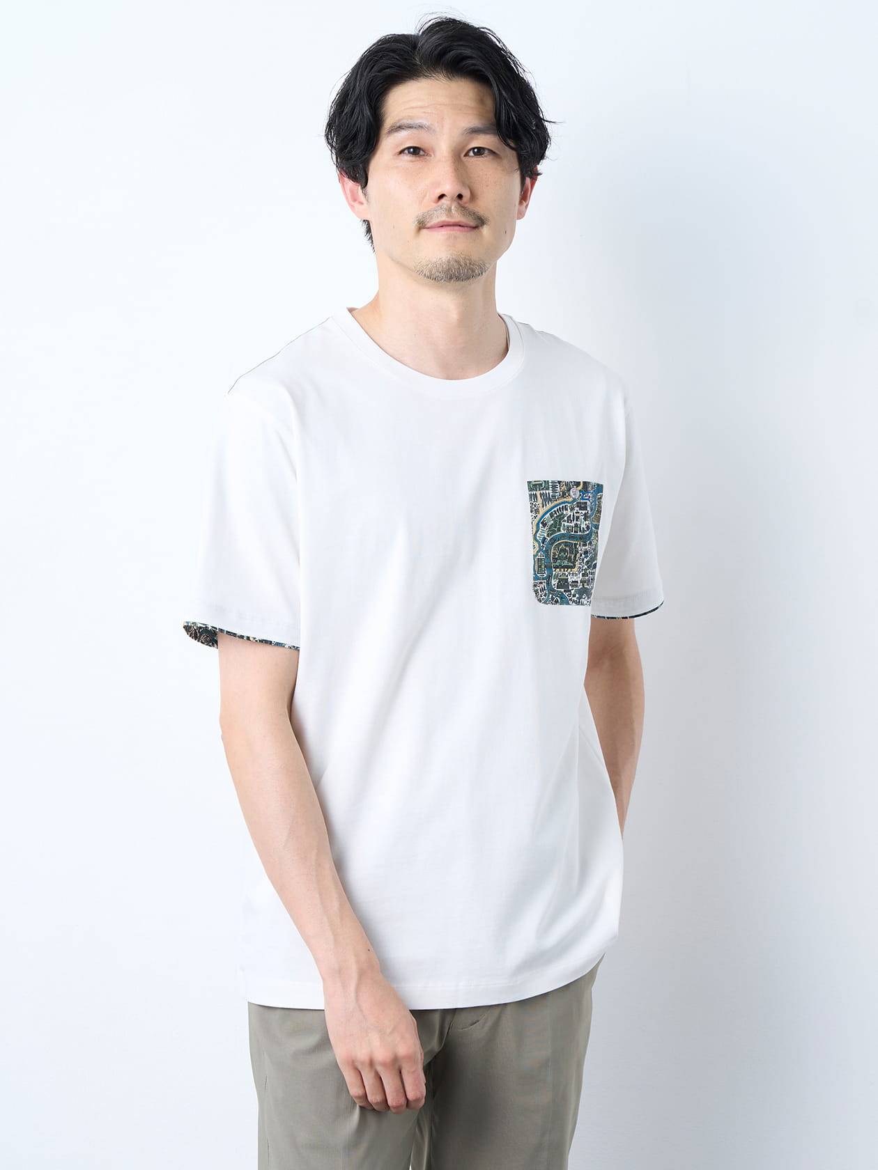 マッププリント半袖Ｔシャツ/ MADE WITH LIBERTY FABRIC