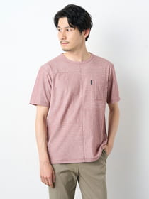 地柄ボーダー切替半袖Ｔシャツ
