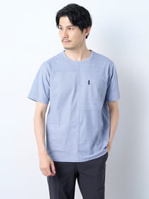 地柄ボーダー切替半袖Ｔシャツ