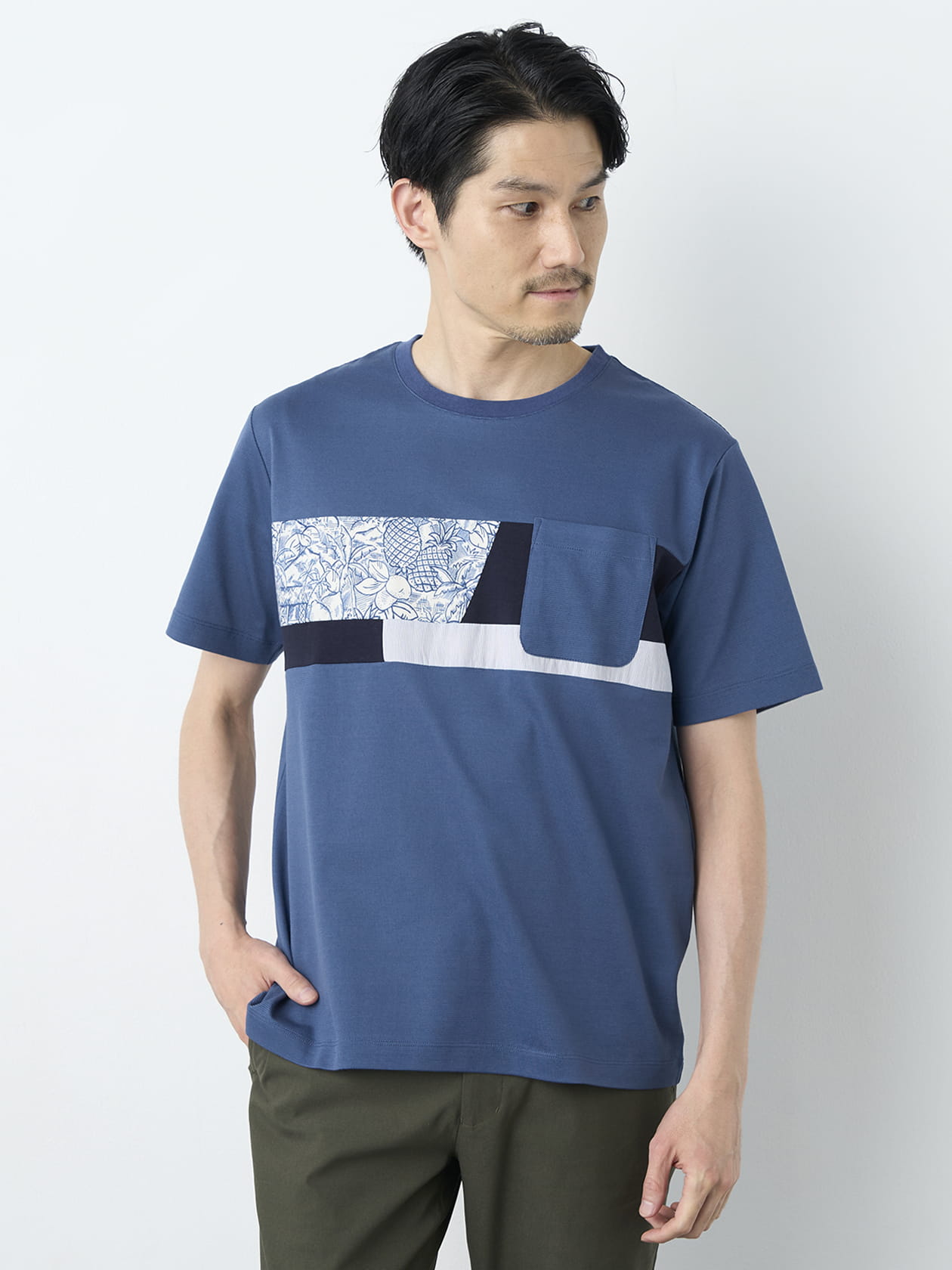 リゾートピケパネル切替半袖Ｔシャツ