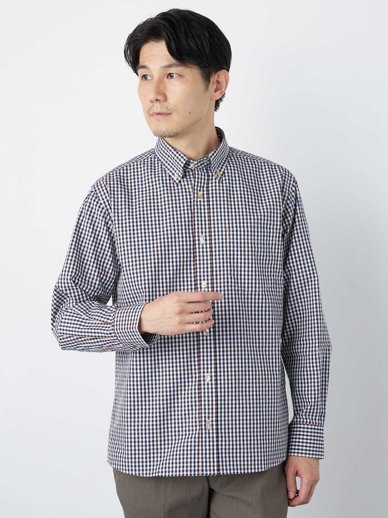 播州生地ギンガムチェックシャツ