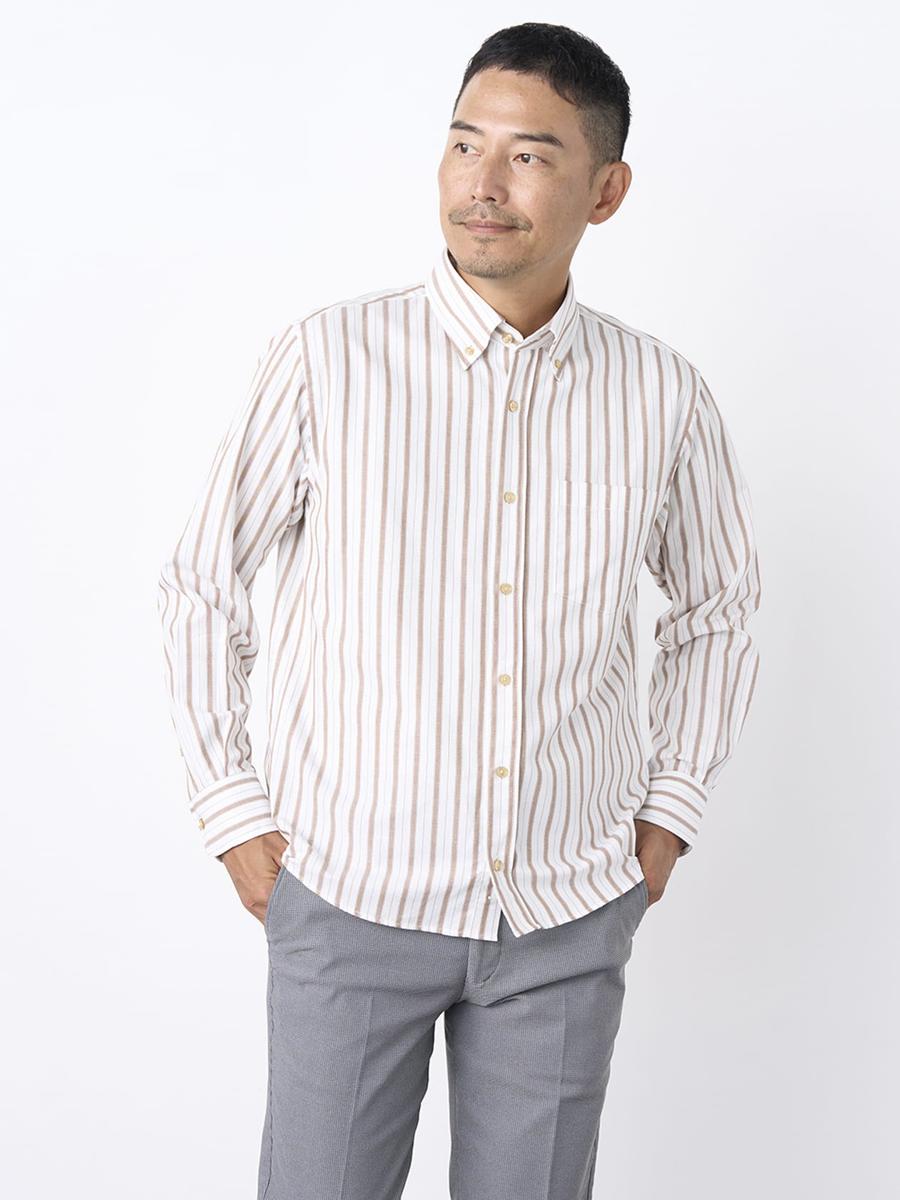 【早割30%OFF対象】播州生地ツイルストライプシャツ