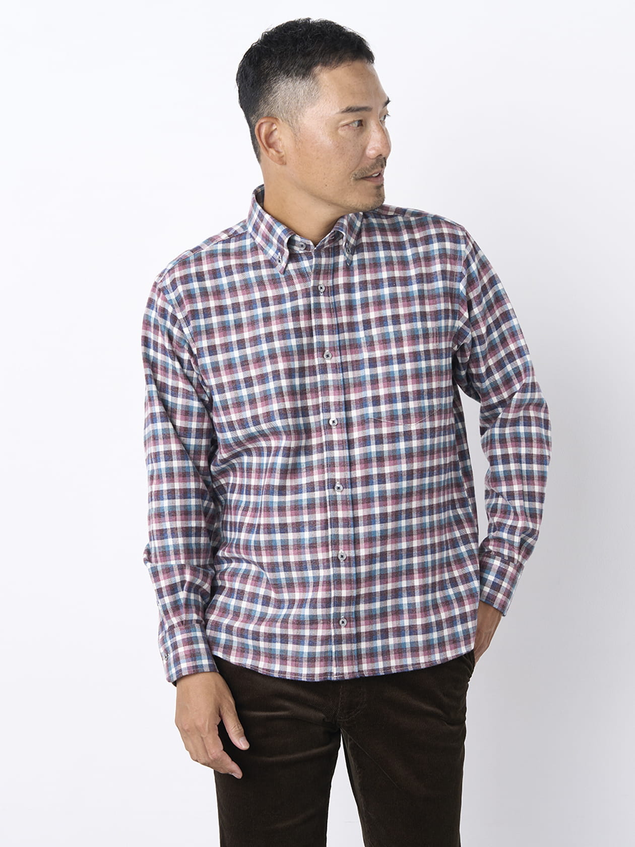 【早割30%OFF対象】播州生地ピーチチェックシャツ