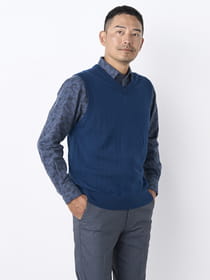 【早割30%OFF対象】Ｖベストウォッシャブルニット