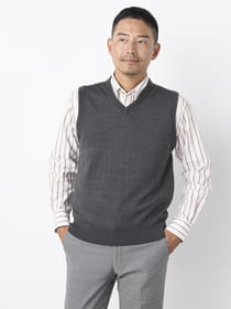 【早割30%OFF対象】Ｖベストウォッシャブルニット