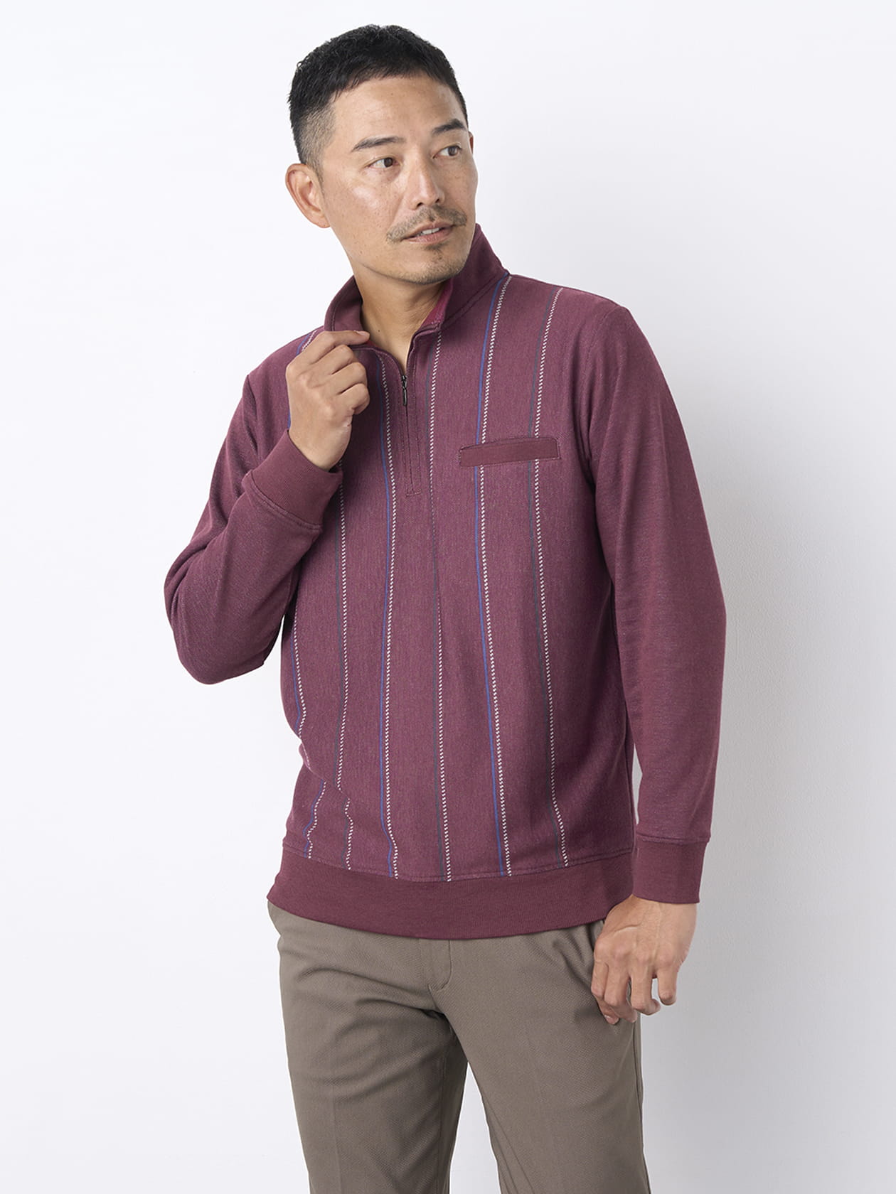 【早割30%OFF対象】ダブルストライプハーフジップ